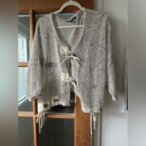 Kaktus Cotton Mesh Boho Cropped Top Size Large